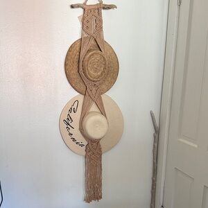 Handmade macrame wall hat hanger